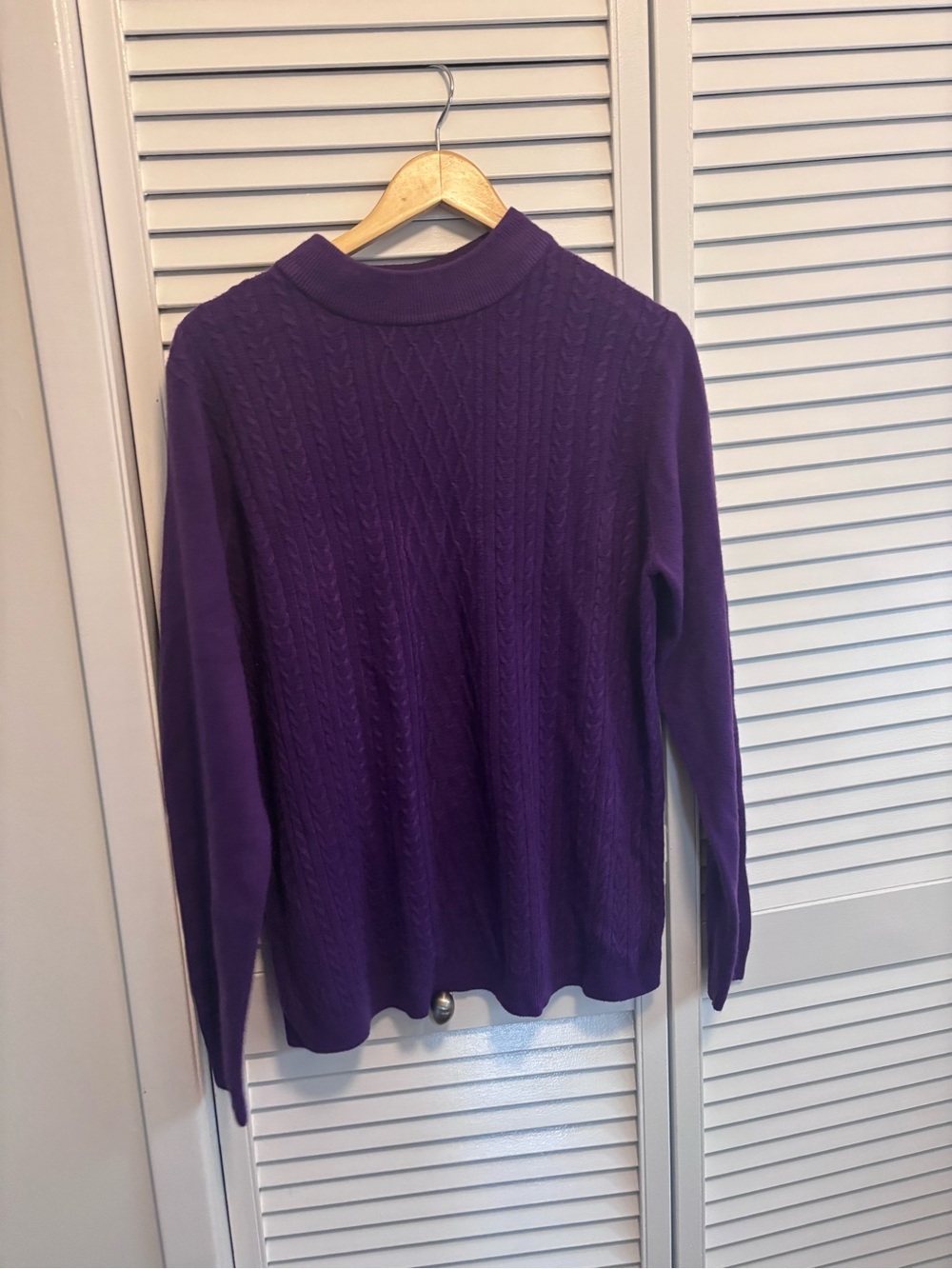 Classic Purple Cable Knit Women's Sweater